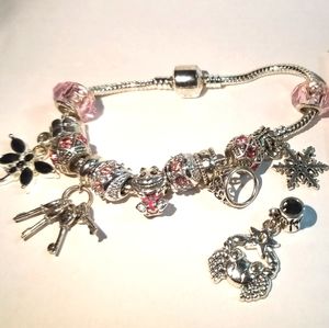 FULL CHARM BRACELET PINK AND SILVER